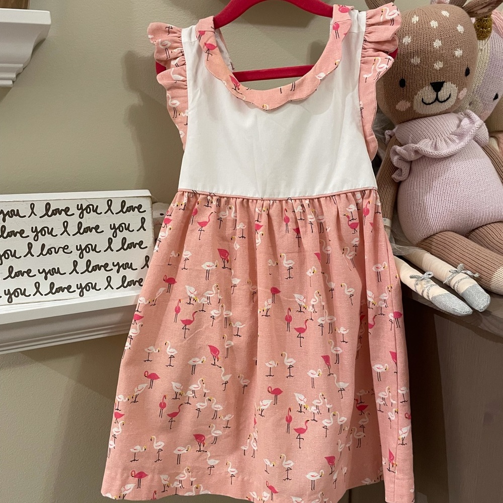 Dondolo girls flamingo dress sz 5
